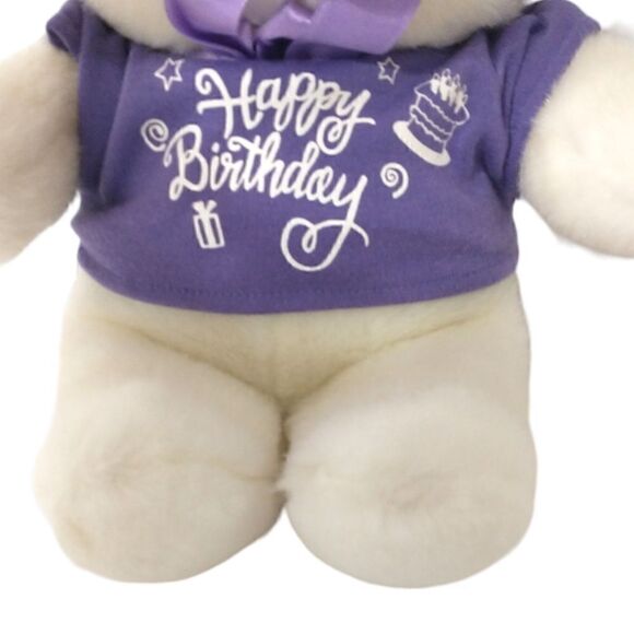 Happy Birthday Teddy Bear Plush Oshko Purple White Polar Stuffed Animal Soft Tag - Picture 8 of 16